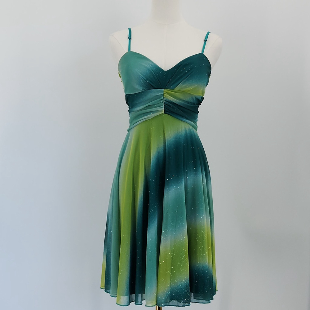 Green Ombre Spaghetti Strap Dress